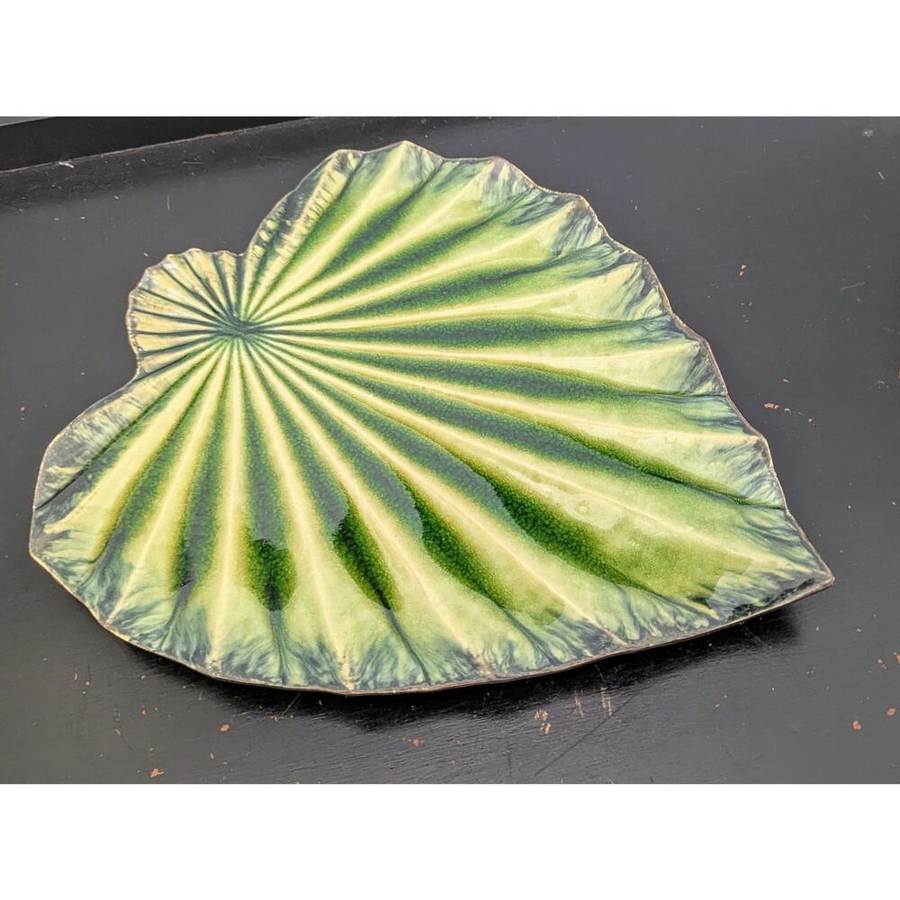 Z Gallerie Pottery Ceramic Leaf Platter 15 X 13" Jungle Summer Entertaining